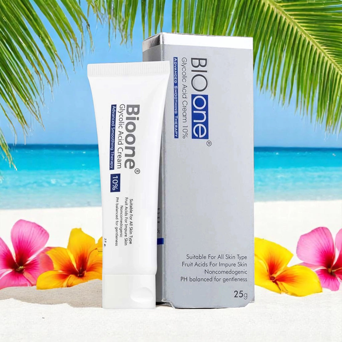 Bioone Glycolic Acid Cream 10%, designed for all skin types, to gently treat impure skin and exfoliate.