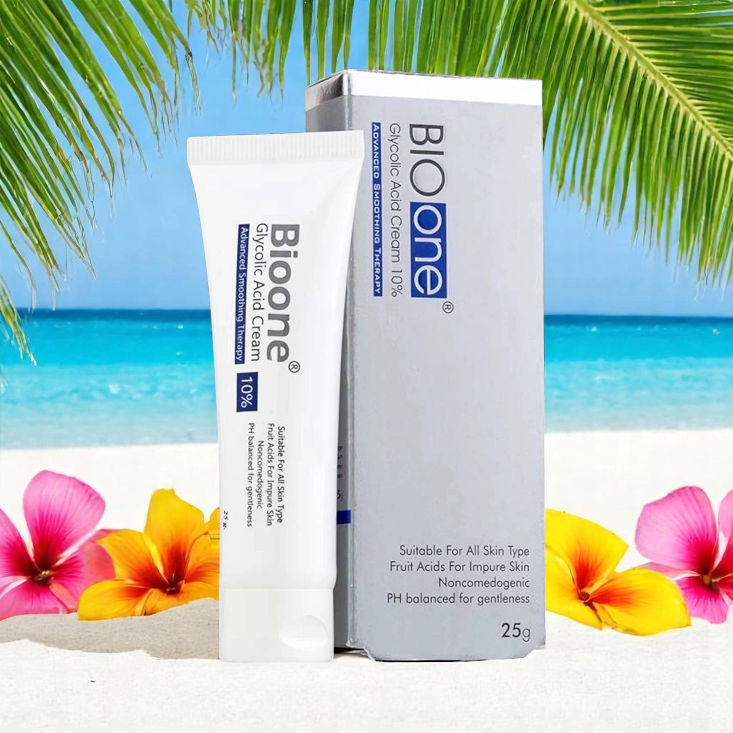Bioone Glycolic Acid Cream 10%, designed for all skin types, to gently treat impure skin and exfoliate.
