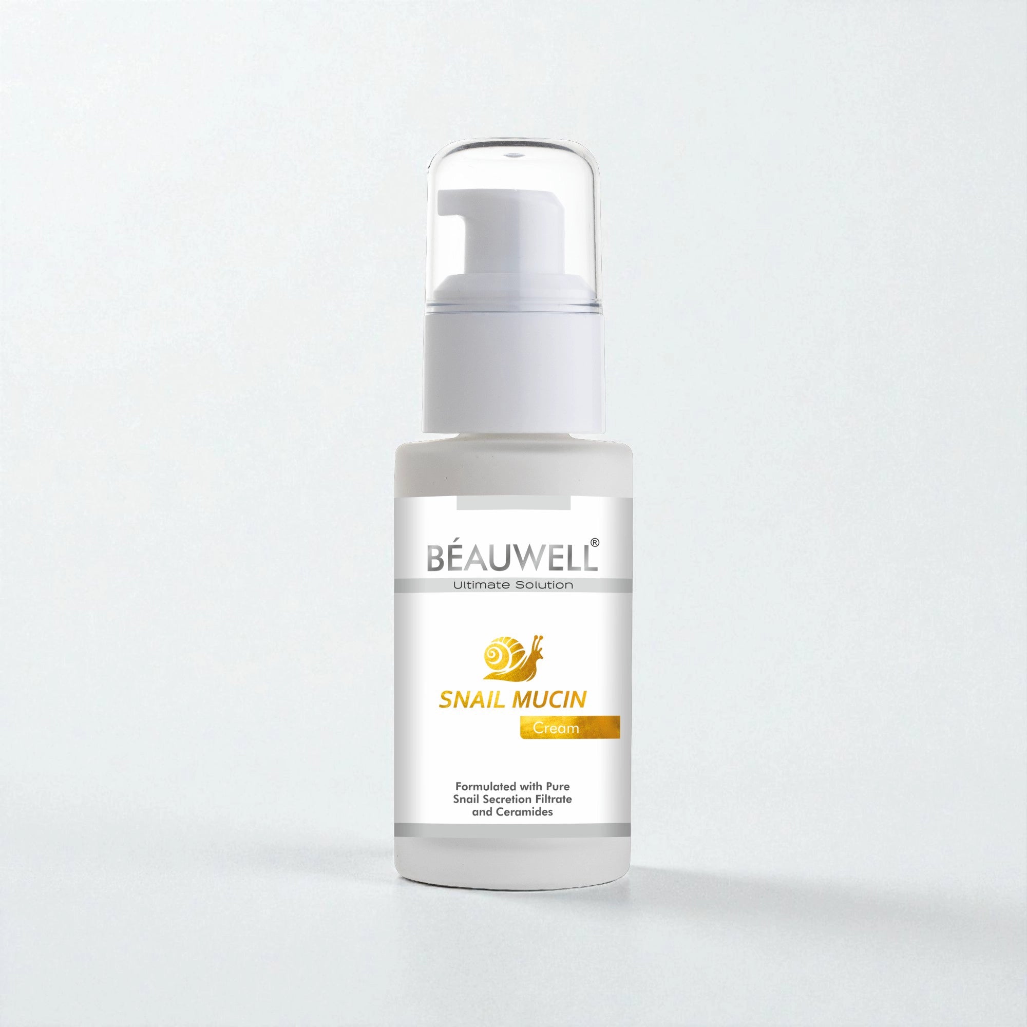 Beauwell snail cream, showcasing skincare products for brightening and hydration.