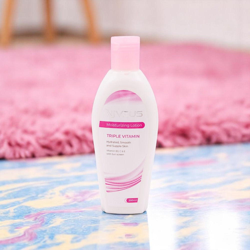 Niveus Triple Vitamin Moisturizing Lotion, designed to hydrate for smooth and healthy skin.