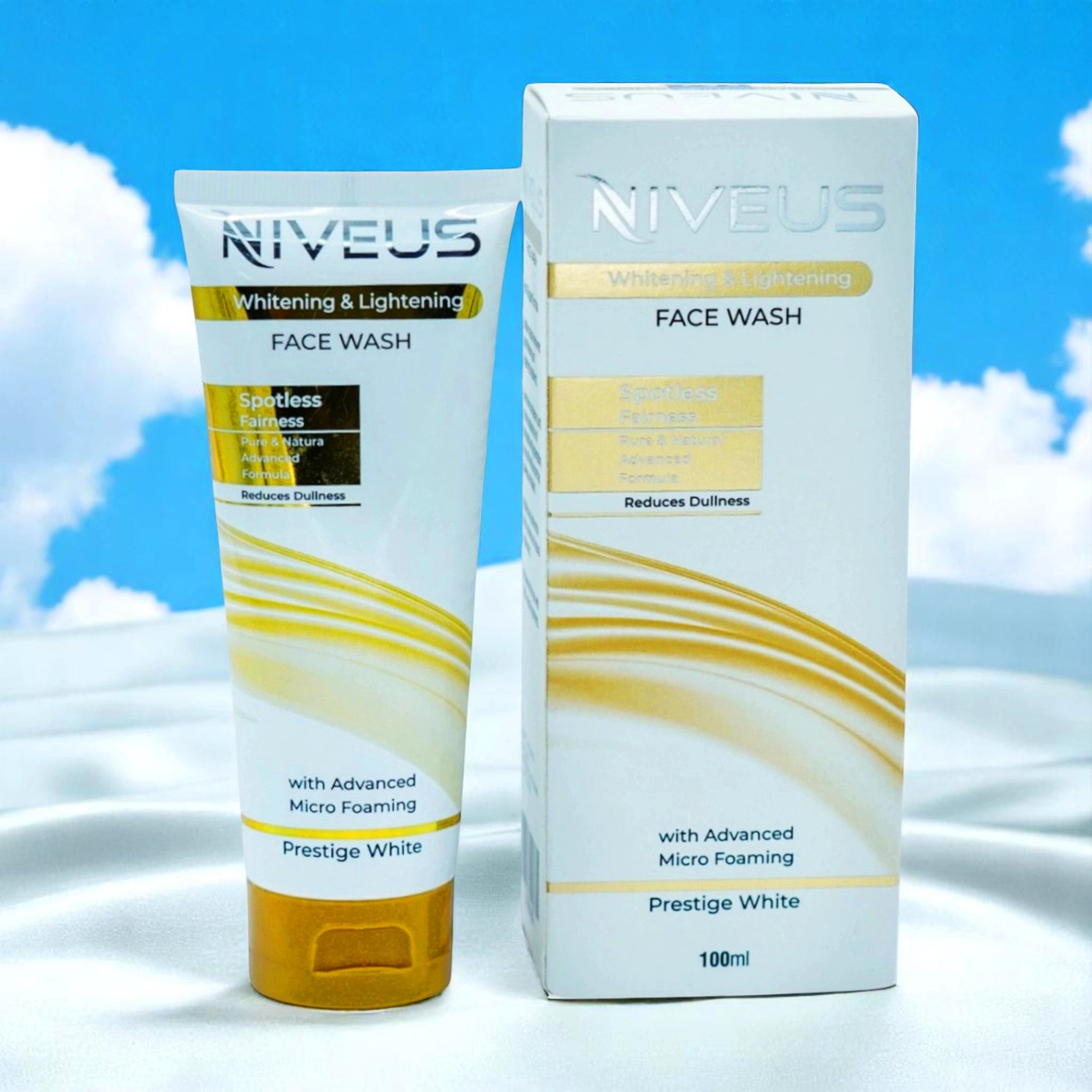 Niveus Whitening & Lightening Face Wash, 100ml tube and its white and gold box