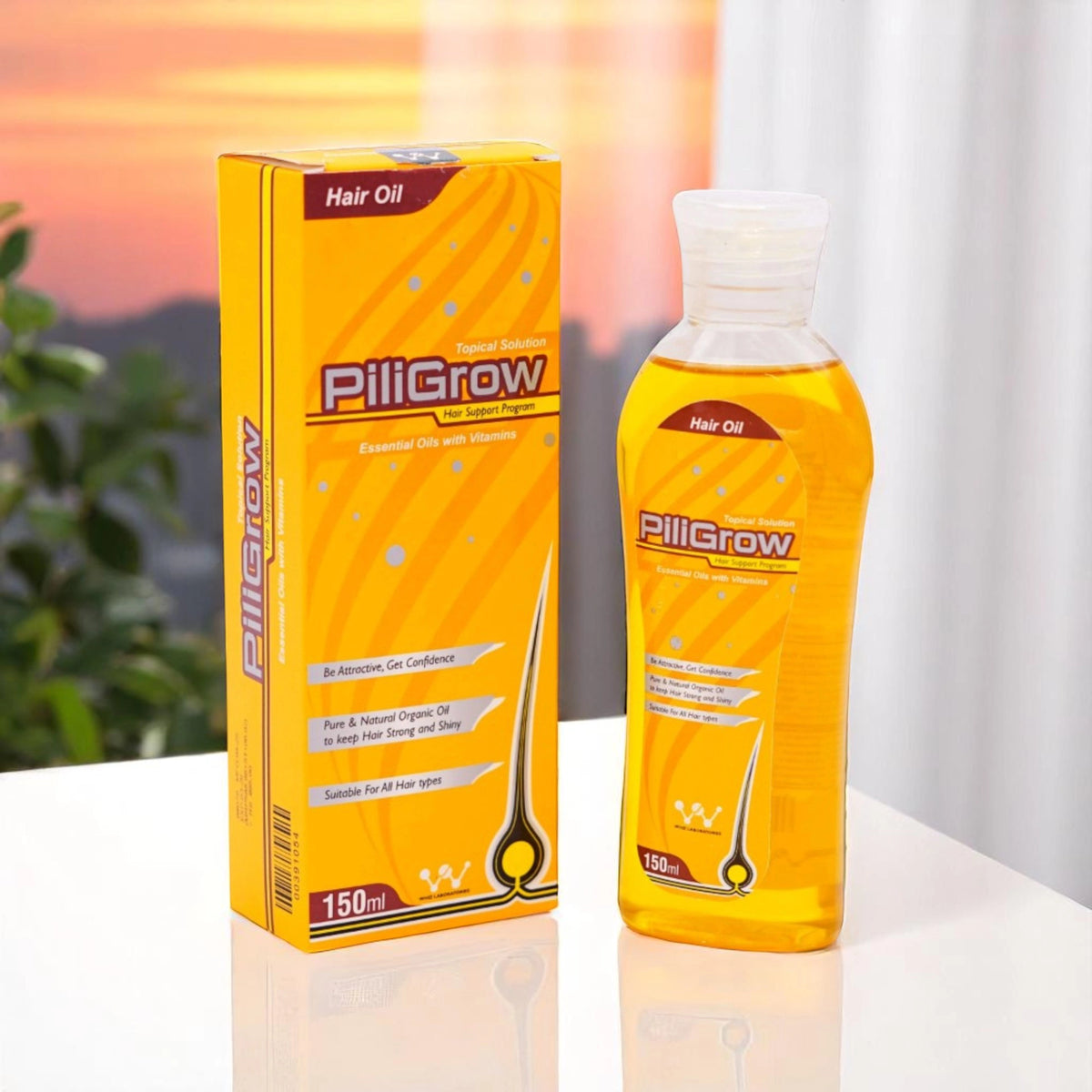Piligrow Hair Oil with yellow box