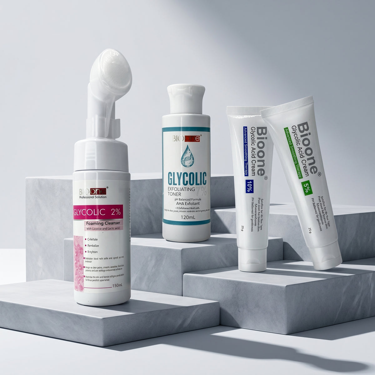 Whiz Exfoliating Bundle with Glycolic 2% Foaming Cleanser, Glycolic Exfoliating Toner, and Bioone Glycolic Acid Creams